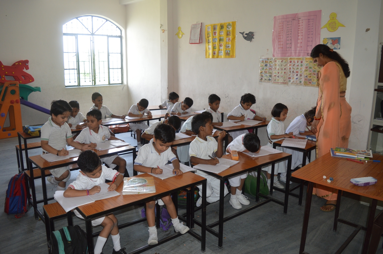 Students writing in class