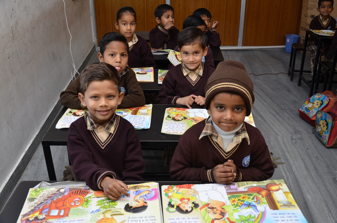 Young learners with their books